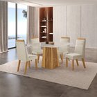 Conjunto De Jantar Mesa Áustria 0,90x0,90 Tampo Mdf/vidro Com