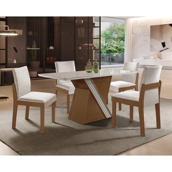 Conjunto De Jantar Mesa Bella Com 4 Cadeiras Mônaco Yescasa C