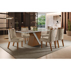 Conjunto De Jantar Mesa Bella Tampo Mdf E Vidro, 6 Cad. Dallas