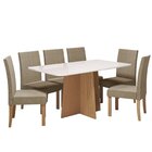 Conjunto De Jantar Mesa Isa Vidro Retangular 160cm E 6 Cadeir