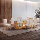 Conjunto De Jantar Mesa Maceió Tampo Mdf E Vidro Com 6 Cadeir