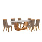 Conjunto De Jantar Mesa Maceió Tampo Mdf E Vidro Com 6 Cadeir