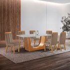 Conjunto De Jantar Mesa Maceió Tampo Mdf E Vidro Com 6 Cadeir