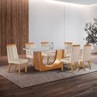 Conjunto De Jantar Mesa Maceió Tampo Mdf E Vidro Com 6 Cadeir