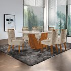 Conjunto De Jantar Mesa Maia Tampo Mdf E Vidro Com 6 Cadeiras