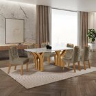 Conjunto De Jantar Mesa Miami Tampo Mdf E Vidro Com 6 Cadeira