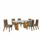 Conjunto De Jantar Mesa Miami Tampo Mdf E Vidro Com 6 Cadeira