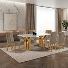 Conjunto De Jantar Mesa Miami Tampo Mdf E Vidro Com 6 Cadeira