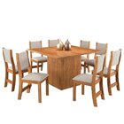 Conjunto De Jantar Mesa Quadrada Comander Com 8 Cadeiras Sol