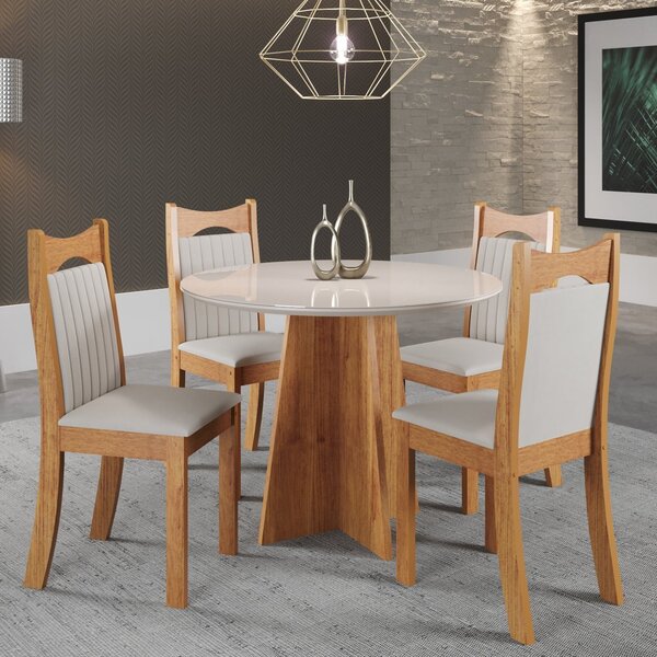 Conjunto De Jantar Mesa Redonda Stuart Com 4 Cadeiras Dalas M