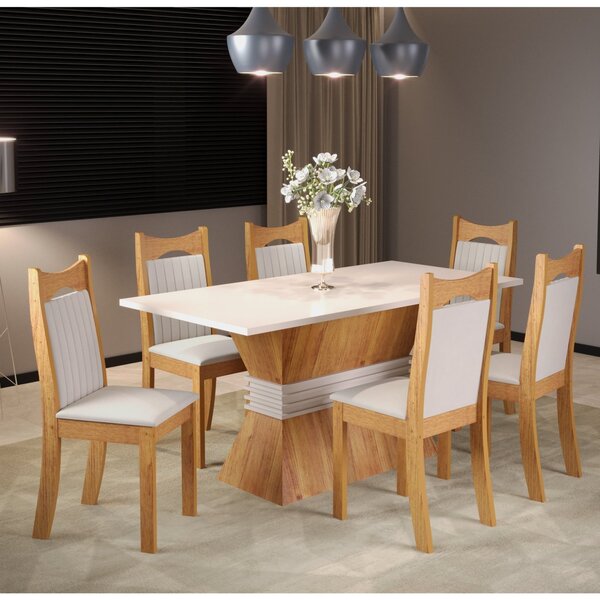 Conjunto De Jantar Mesa Retangular Chile Com 6 Cadeiras Dalas