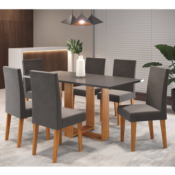 Conjunto De Jantar Mesa Retangular Hill Com 6 Cadeiras Venus