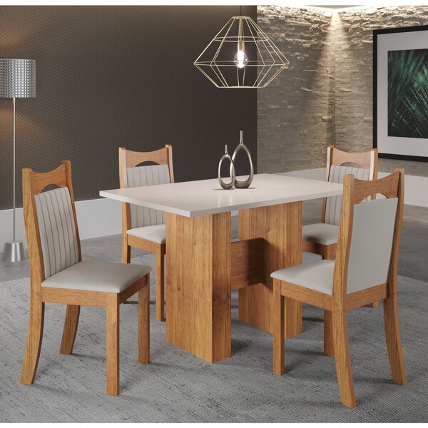 Conjunto De Jantar Mesa Retangular Shake Com 4 Cadeiras Dalas