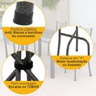 Conjunto De Jantar Mesa Tampo Redondo De Granito Topázio Com