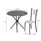 Conjunto De Jantar Mesa Tampo Redondo De Granito Topázio Com