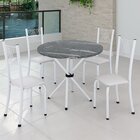 Conjunto De Jantar Mesa Tampo Redondo De Granito Topázio Com