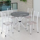 Conjunto De Jantar Mesa Tampo Redondo De Granito Topázio Com