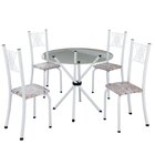 Conjunto De Jantar Mesa Tampo Redondo De Vidro Incolor Com 4
