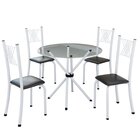 Conjunto De Jantar Mesa Tampo Redondo De Vidro Incolor Com 4