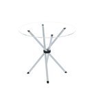 Conjunto De Jantar Mesa Tampo Redondo De Vidro Incolor Com 4