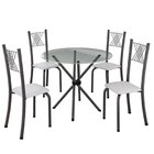 Conjunto De Jantar Mesa Tampo Redondo De Vidro Incolor Com 4