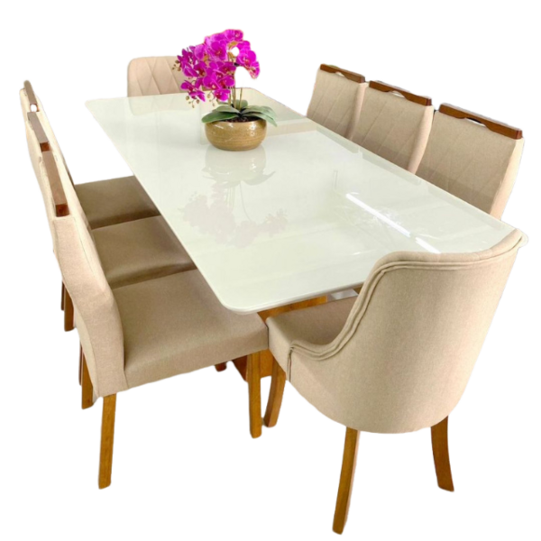 Conjunto De Jantar Vidro 8 Cadeiras 2,0x1 Lisboa Art Salas