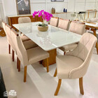 Conjunto De Jantar Vidro 8 Cadeiras Lisboa Art Salas