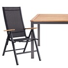 Conjunto de Mesa Quadrada 89x89cm com 4 Cadeiras Reclináveis Alumínio Oris Preto Naterial