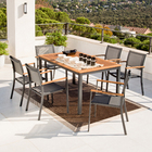 Conjunto de Mesa Retangular 89x150cm com 6 Cadeiras Alumínio Oris Preto Naterial