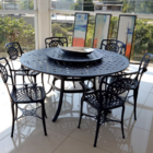 Conjunto De Jardim Com Mesa Giratória, 6 Cadeiras E Ombrelone