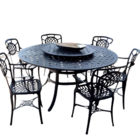 Conjunto De Jardim Com Mesa Giratória, 6 Cadeiras E Ombrelone
