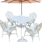 Conjunto De Jardim Com Mesa Quadrada 4 Cadeiras E Guarda Sol