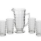 Conjunto De Jarra Com 6 Copos De Vidro Xadrez 7789 Lyor