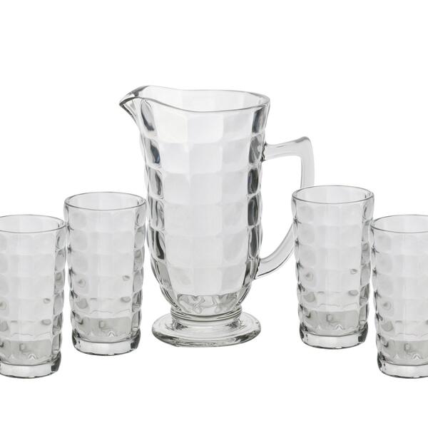 Conjunto De Jarra Com 6 Copos De Vidro Xadrez 7789 Lyor