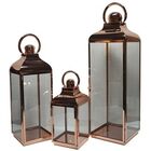 Conjunto De Lanternas Aco Inoxidavel Na Cor Cobre- 3 Pcs  - G