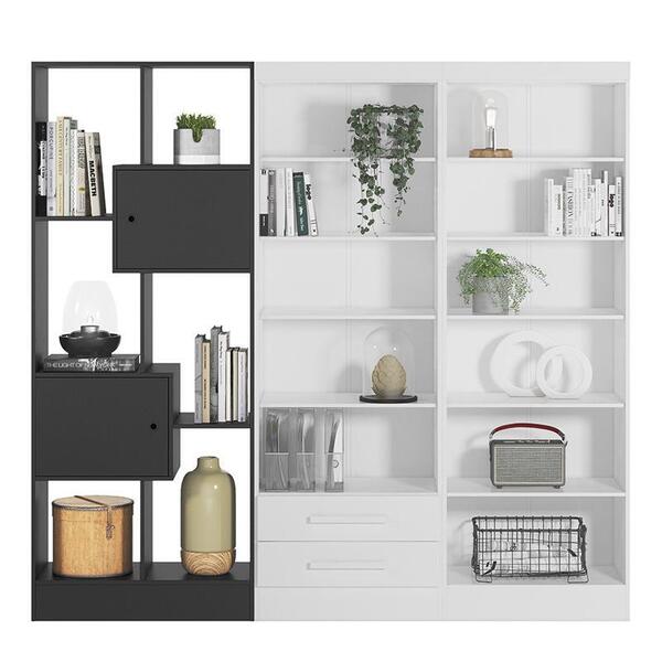 Conjunto De Livreiros 3 Módulos Com 2 Portas E 2 Gavetas - Qm