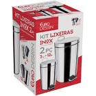 Conjunto De Lixeiras Inox Com Pedal 2 Peças 3 E 12 Litros - E