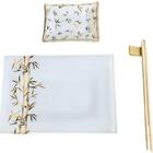 Conjunto De Louça Japonês Prato Bambu + Porta Hashi + Shoyo