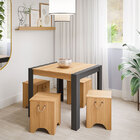 Conjunto De Mesa 0,90 C/ 4  Bancos Grace/kim - Cimol - Chumbo