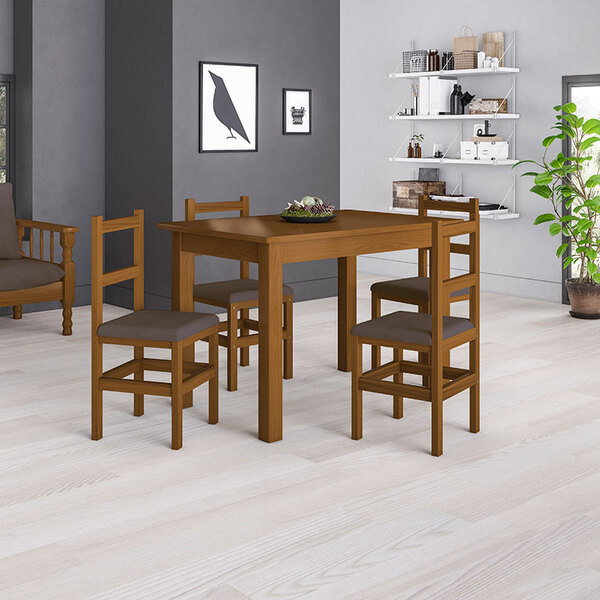Conjunto De Mesa 1,20 Com 4 Cadeiras 590 - Belini - Imbuia