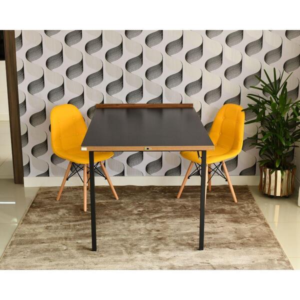 Conjunto De Mesa 1,40 Preto/noronha + 2 Cadeiras Botonê - Ama