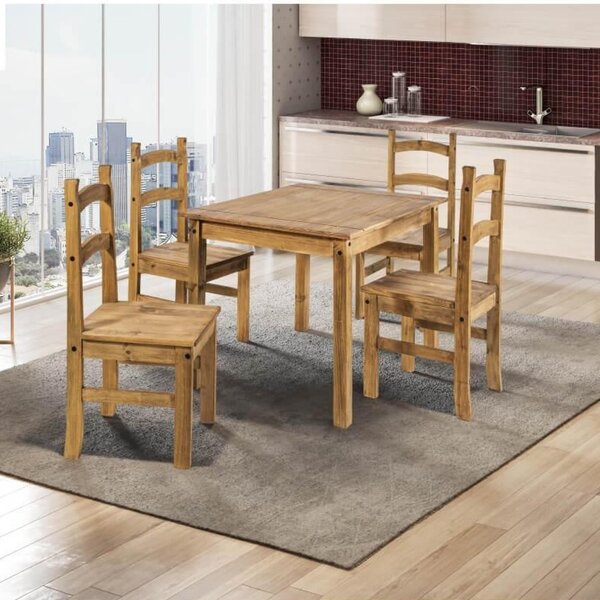 Conjunto De Mesa 100x80cm 4 Cadeiras Cancun  Marrom