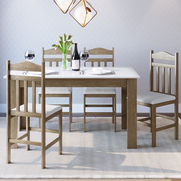 Conjunto De Mesa 120cm Com 04 Cadeiras Ref. 200 Cje11200 Móve