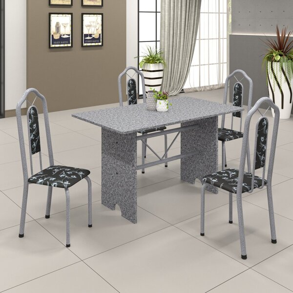Conjunto De Mesa 120x75cm Tampo Granito Com 4 Cadeiras Bianca