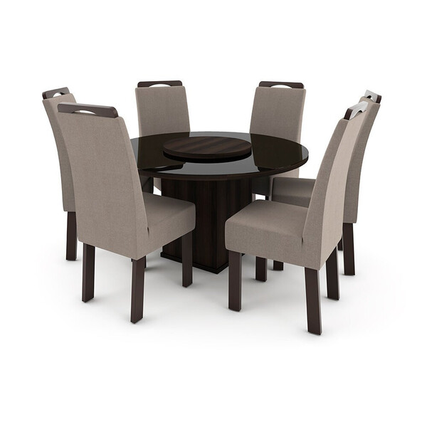 Conjunto De Mesa 135cm Com Tampo Giratório E 6 Cadeiras Nevad