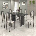 Conjunto De Mesa 140x75cm Tampo Ardósia Com 6 Cadeiras Lavíne