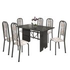 Conjunto De Mesa 140x75cm Tampo Ardósia Com 6 Cadeiras Lavíne