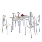 Conjunto De Mesa 140x75cm Tampo De Vidro Com 6 Cadeiras Iris