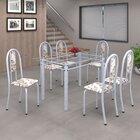 Conjunto De Mesa 140x75cm Tampo De Vidro Com 6 Cadeiras Iris