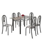 Conjunto De Mesa 140x75cm Tampo De Vidro Com 6 Cadeiras Iris